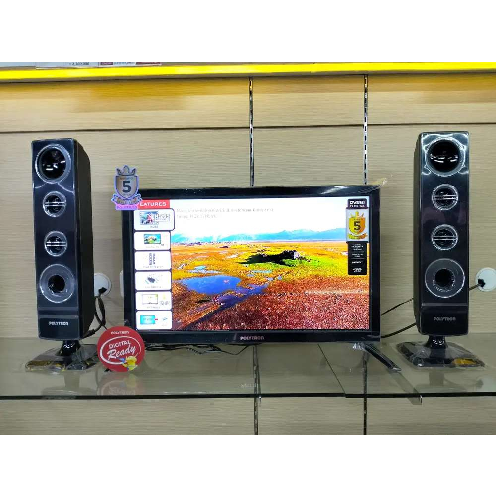 LED TV Polytron Digital TV Cinemax 24″ PLD 24TV1855 Speaker Tower Garansi Resmi