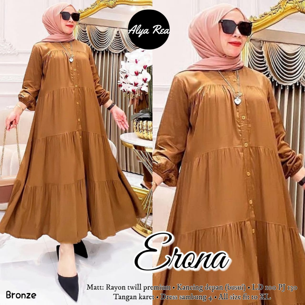 ERONA DRESS / 25.8 / BAHAN RAYON TWILL PREMIUM / LD 100 CM / PB 130 CM / DRESS ALLSIZE FIT TO XL / ALYAREA