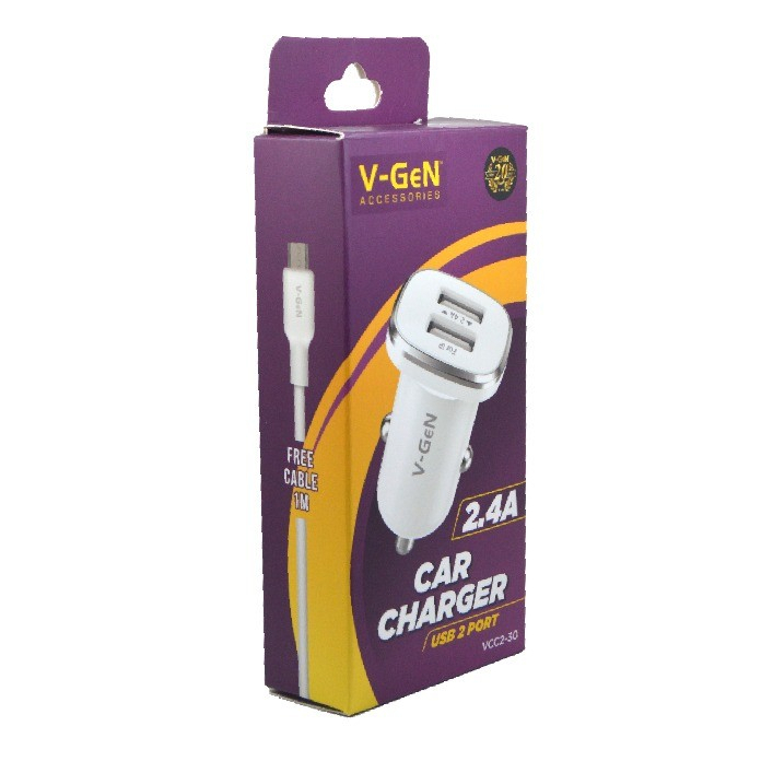 Car Charger V-GeN VCC2-30 Dual Port USB 2.4A Charger Mobil