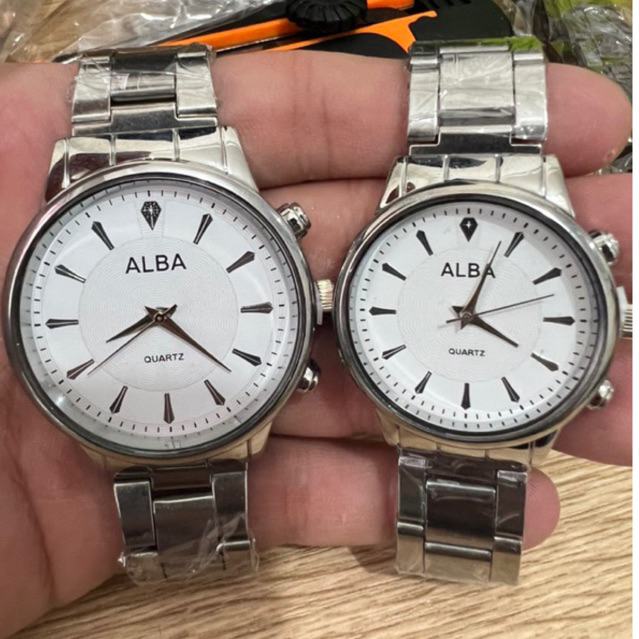 (Cod)Jam Tangan Couple Alba Diamond Strap Rantai/Stell(Dikirim Jakarta)