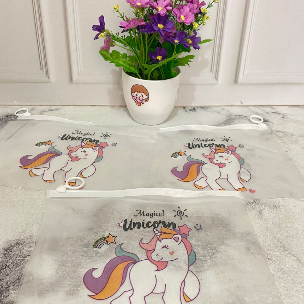 POUCH TRANSPARAN MODEL UNICORN IMUT LUCU HARGA TERMURAH IMPORT QUALITY TAS MAKEUP BENING UNIK MODEL KUDA PONI READY GROSIR COD