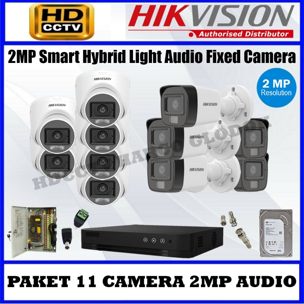 PAKET 11 CAMERA HIKVISION DVR 16 CHANNEL TURBO HD CAMERA 2MP AUDIO