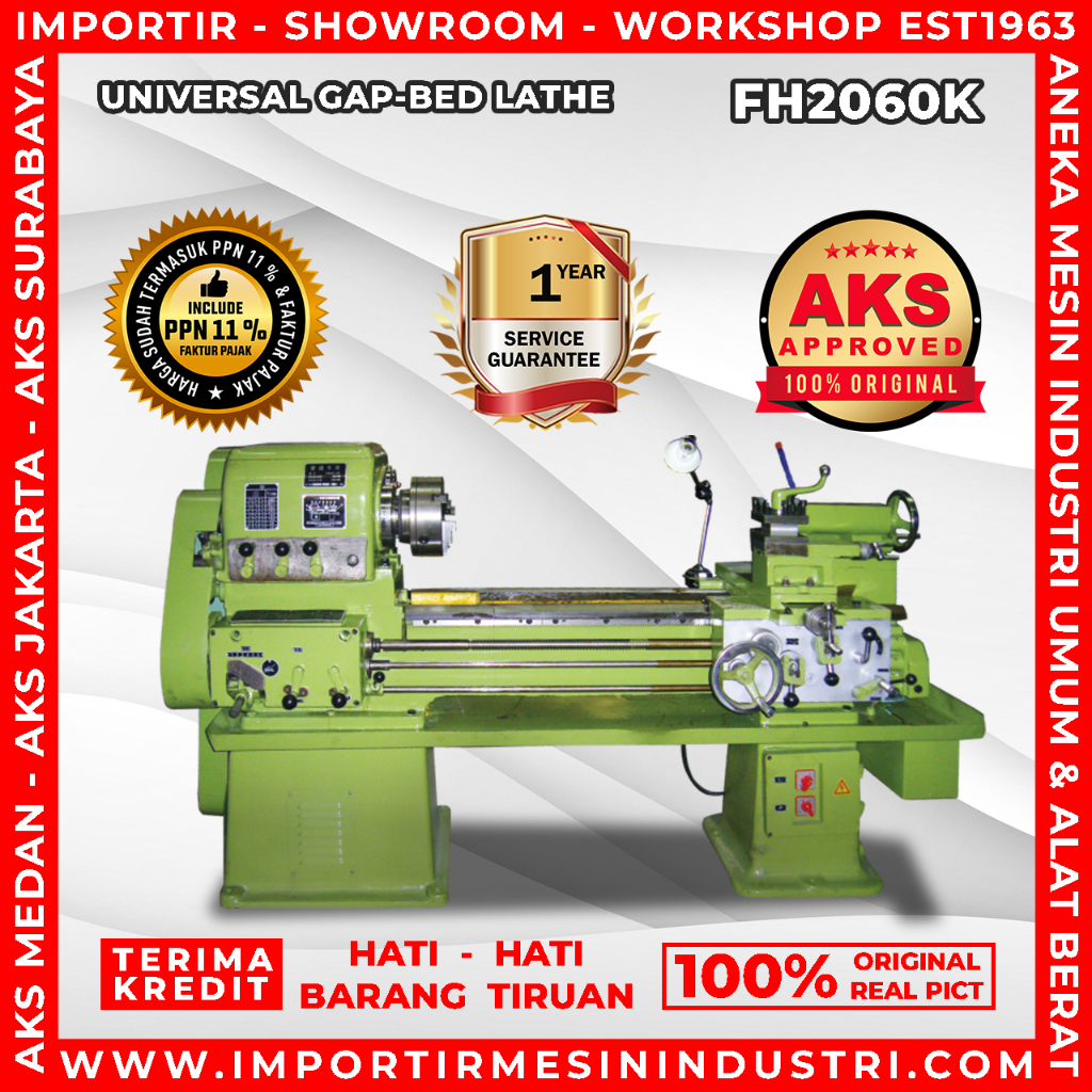 Mesin Bubut Besi Logam Mini 1500 mm GAP Bed Lathe Machine FH2060K