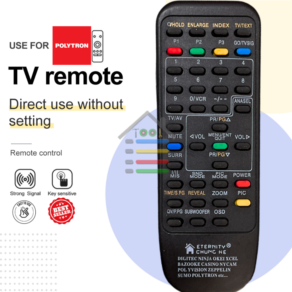 remote tv tabung polytron minimax hitam digitec w/o DUS