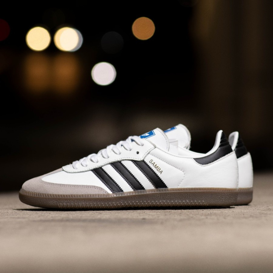 Adidas Samba OG White Black Sol Gum / Sneakers Pria Original / Adidas Samba Original Sepatu Adidas Samba Vegan White Black BNIBWT