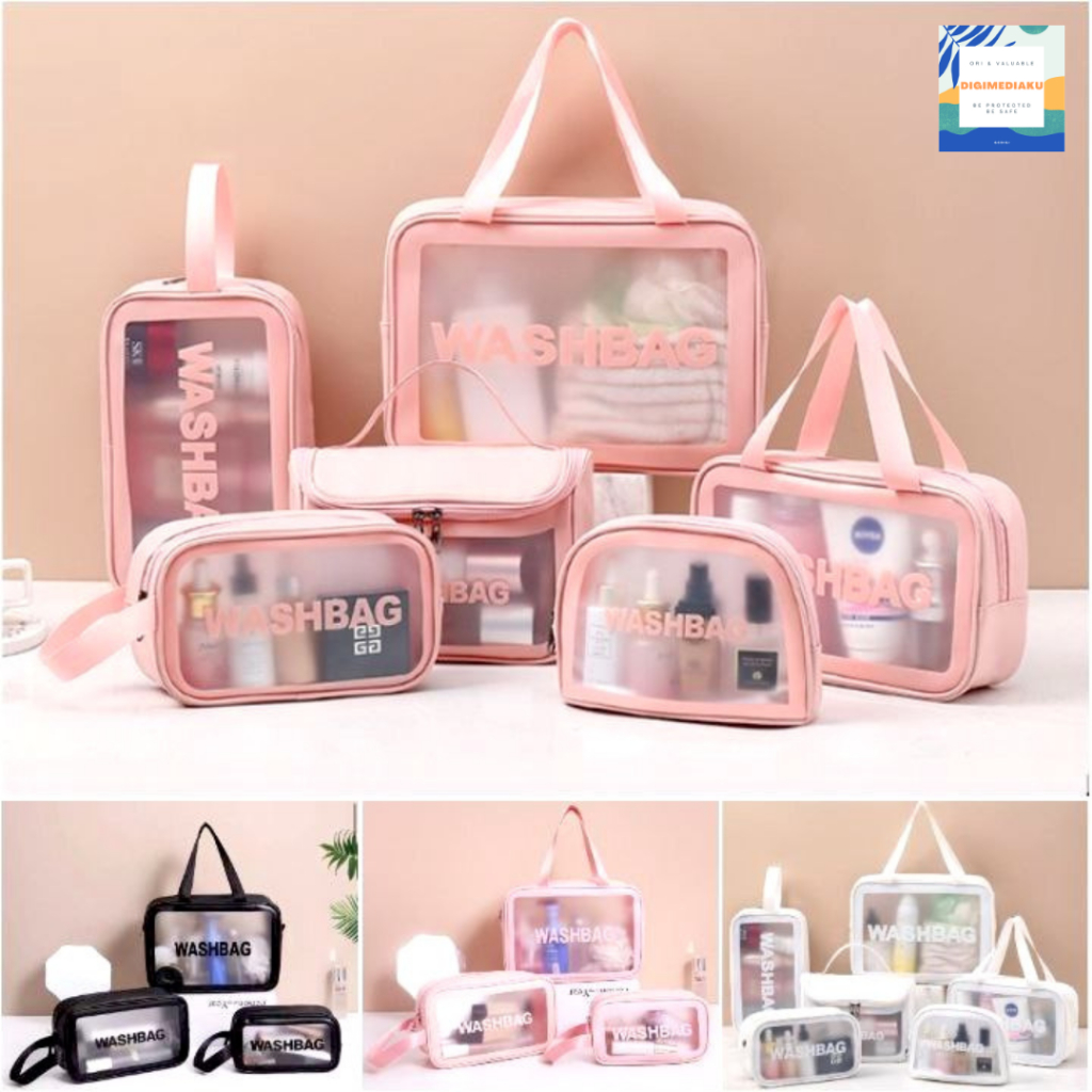 Tas Kosmetik Tas WASHBAG Toiletry - Pouch Make-Up Travel Transparan Waterproof Bag Organizer