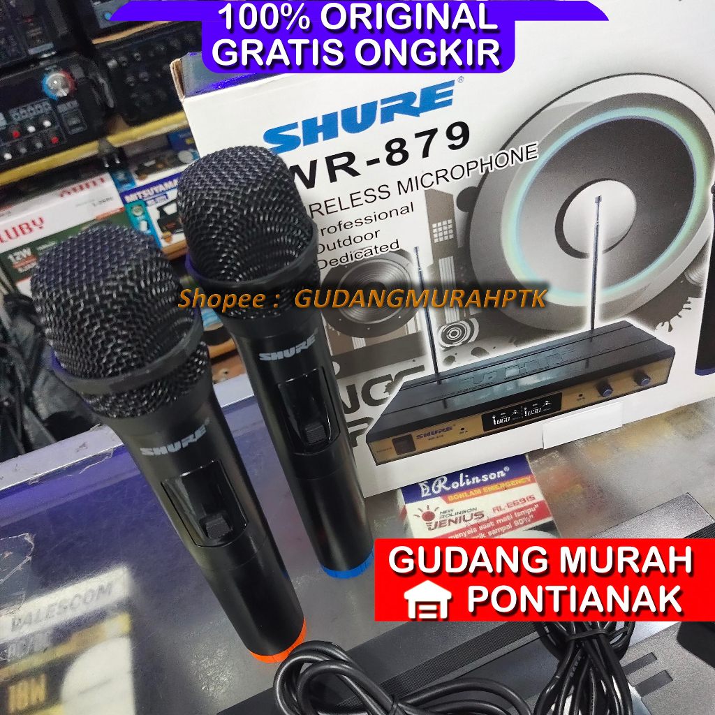 Mic Shure SUARA BERSIH DAN JERNIH SEPUL KUAT dan NYARING SUARANYA wr879 microphone shure wr 879 UHF Kualitas Premium Cocok Untuk Panggung dan Acara