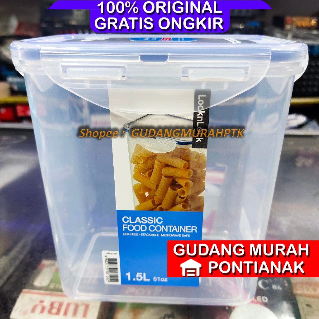 Toples LOCK&amp;LOCK FOOD CONTAINER 1,5 liter 4kuncian sisi BAHAN KUALITAS TINGGI BPA FREE bisa dimasukin ke Microwave ukuran1.5L