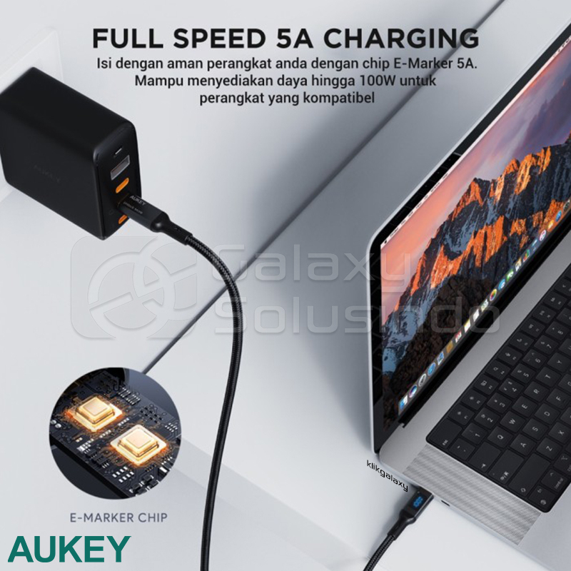 AUKEY CB-MCC101 USB Type-C to C 5A LED Display Cable Charger- 1M