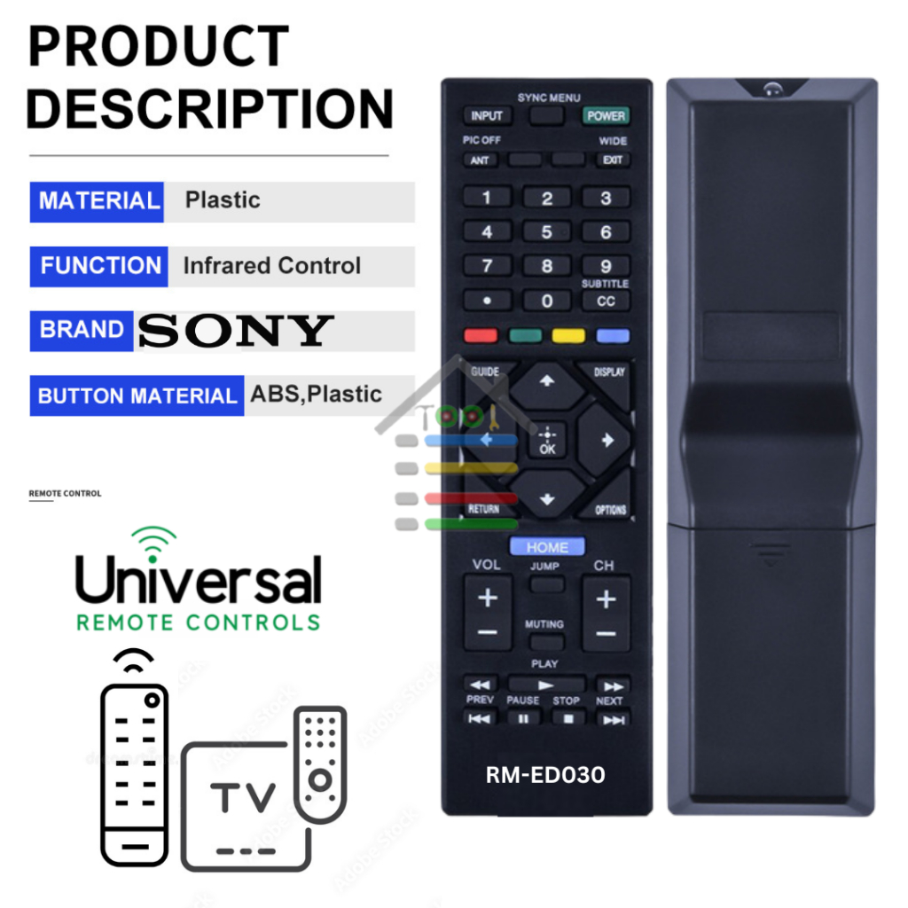 REMOTE SONY TV MULTI TABUNG  LCD LED HITAM ED030