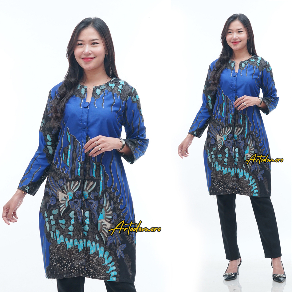 Artodomoro Tunik Batik Wanita Motif Cendrawasih Biru