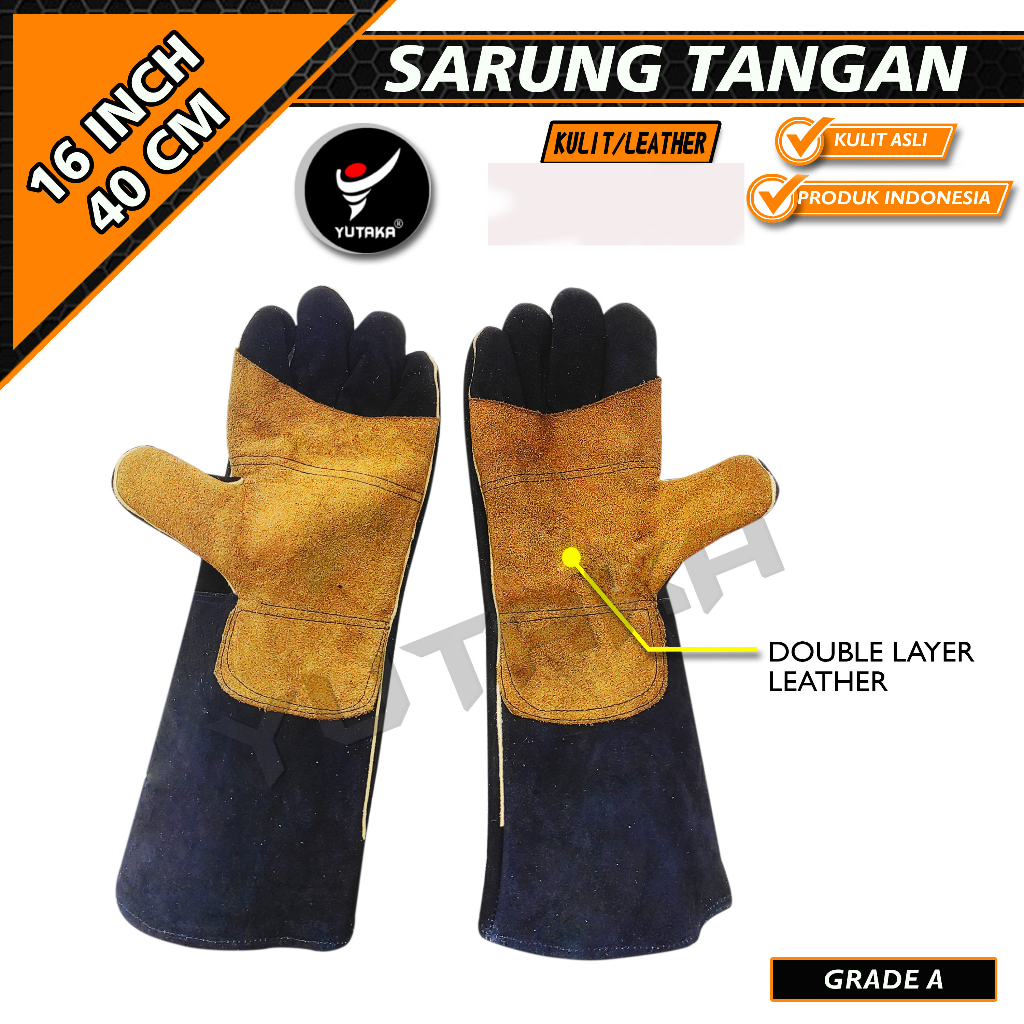 Sarung Tangan Las Yutaka 16 Inch Tebal warna hitam