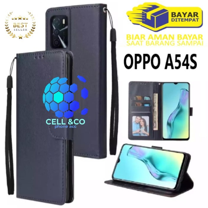 FLIP COVER OPPO A54S LEATHER WALLET PREMIUM FLIP CASE BUKA TUTUP KESING HP CASING FLIP CASE WALLET