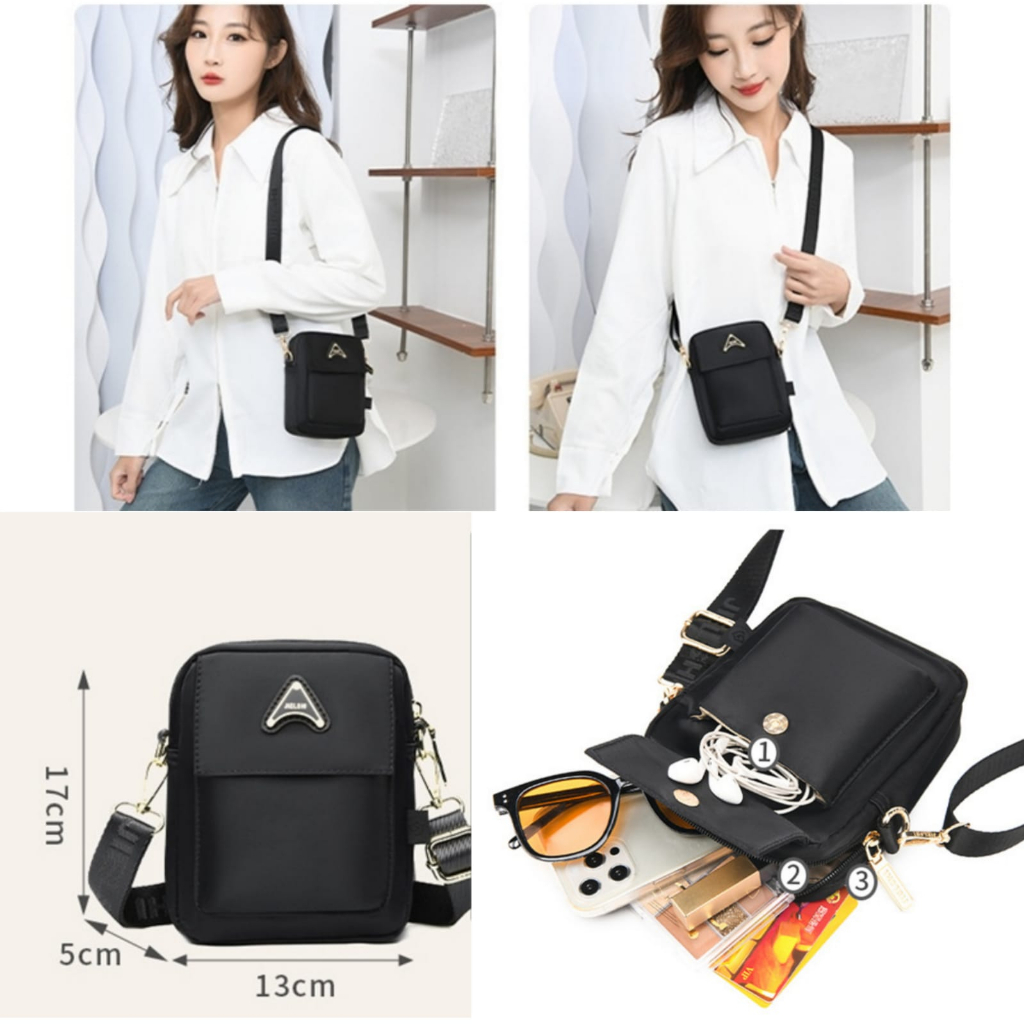 TAS SELEMPANG WANITA KOREA REMAJA CEWEK PREMUM BRANDED KEKINIAN ANTI AIR MURAH HITAM IMPORT SLING BAG SHOULDER BAHU FASHION SIMPLE CASUAL TERBARU GINEVERA TA811B5