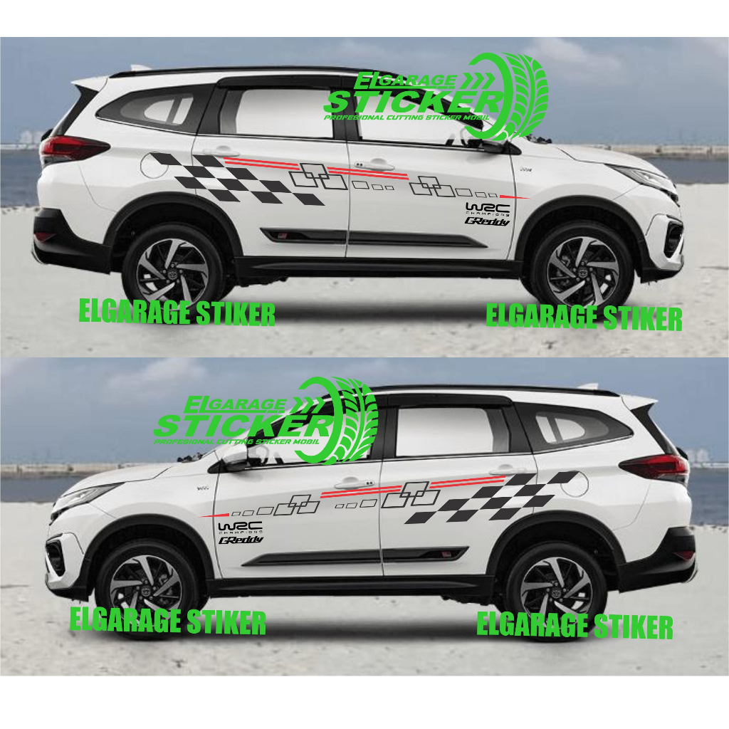 Stiker mobil rush cutting stiker striping body samping mobil rush