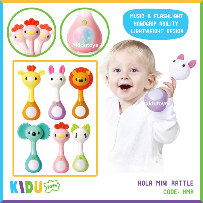 Mainan Anak Bayi Rattle Lucu Hola Mini Rattle Karakter Lion Rabbit Elephant Giraffe Cat Chicken Kidu Baby