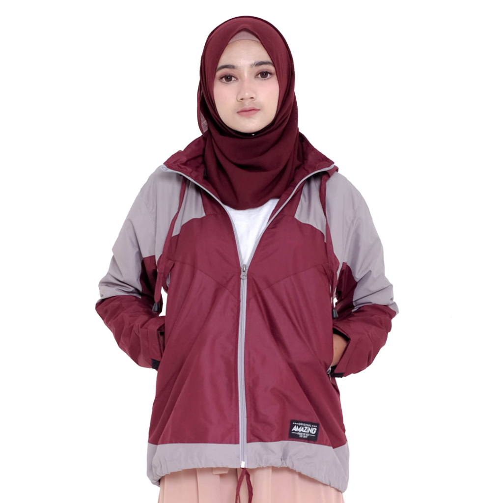 Justrue Jaket Gunung Wanita Waterproof Marun