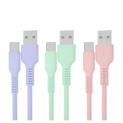 Kabel Data Charger Micro USB &amp; Type C Macaron / Kabel Casan Handphone Fast Charging / Cable Transmission Bentuk Bulat Warna Macaron [MF]