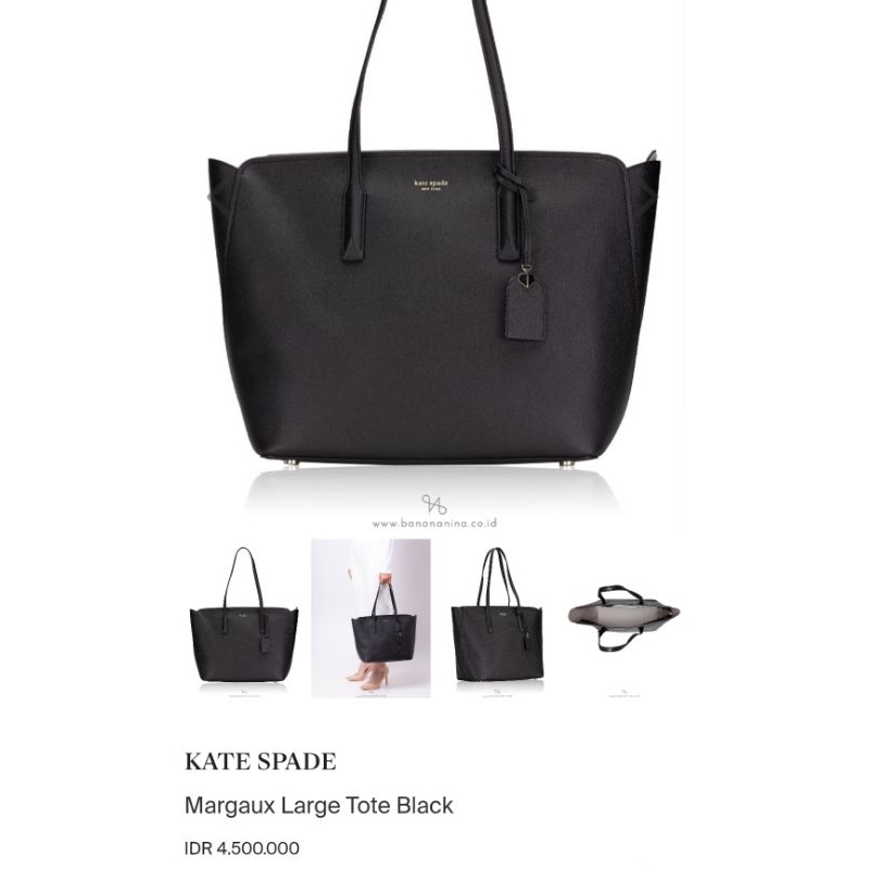 SALEONLY 2.4JT..KATE SPADE MARGAUX LARGE TOTE BLACK- PRELOVED