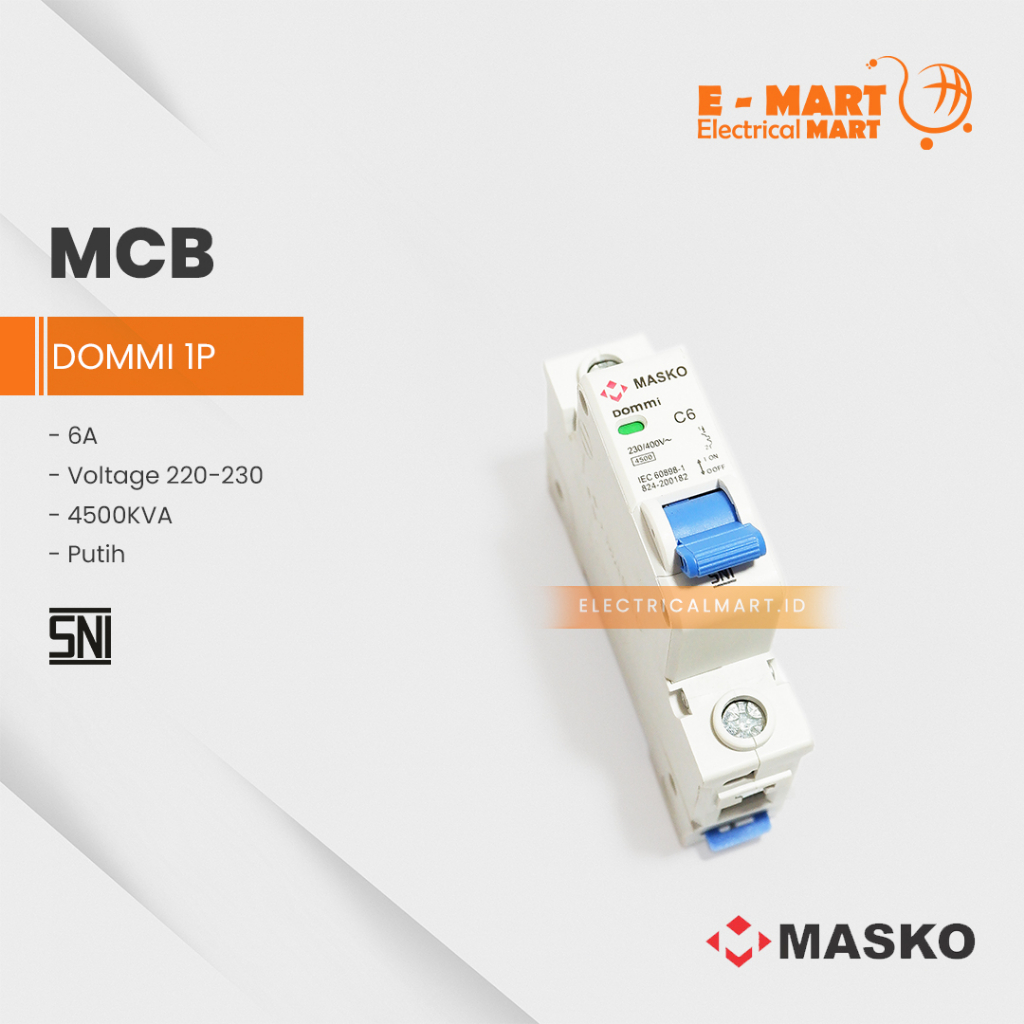 MASKO MCB 1 Phase 6Ampere BIRU 230/440V 4500K