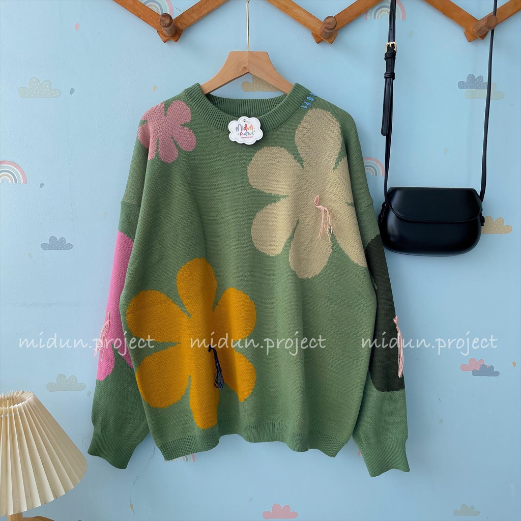 TIANA FLOWERS KNIT | SWEATER RAJUT IMPORT KOREAN LOOK