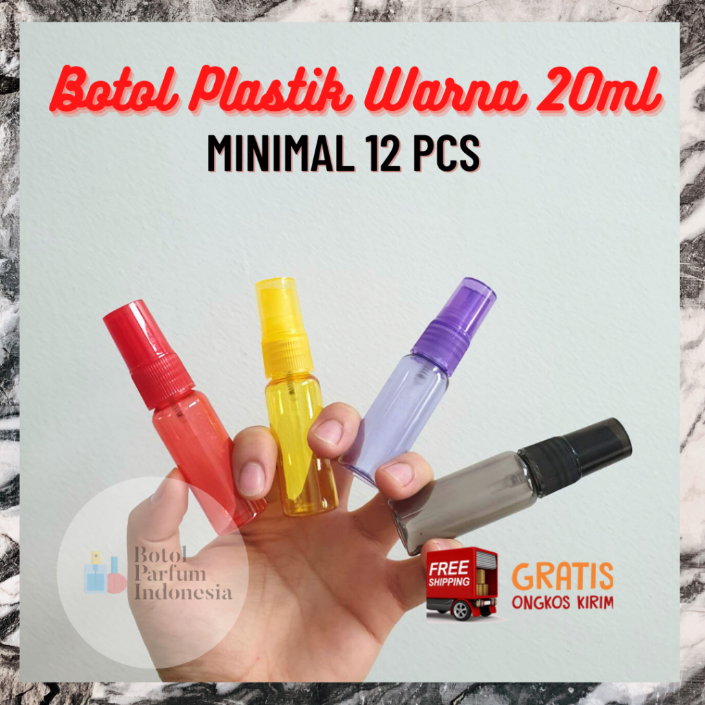 BOTOL PARFUM PLASTIK WARNA 20ML DRAT PUTAR - BOTOL PARFUM KOSONG WARNA - BOTOL PARFUM PLASTIK 20ML