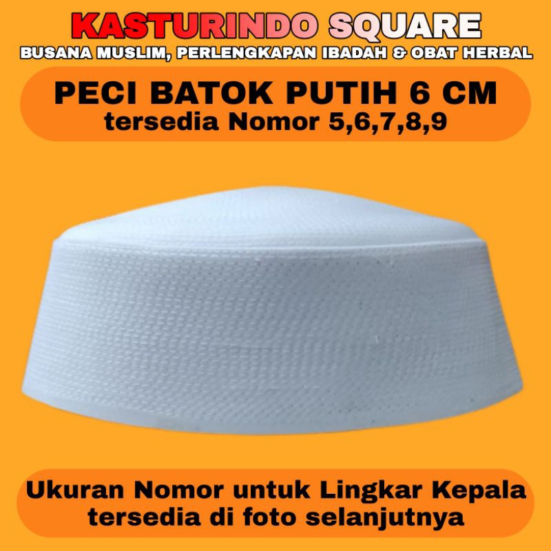 Peci Kalbut Batok Putih Tinggi 6 CM Habib Bahar