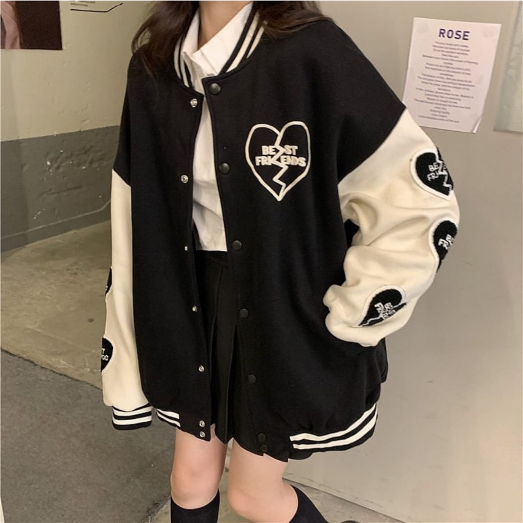 BEST FRIEND JAKET BASEBALL VARSITY WANITA | VARSITY JAKET | JAKET WANITA KOREAN