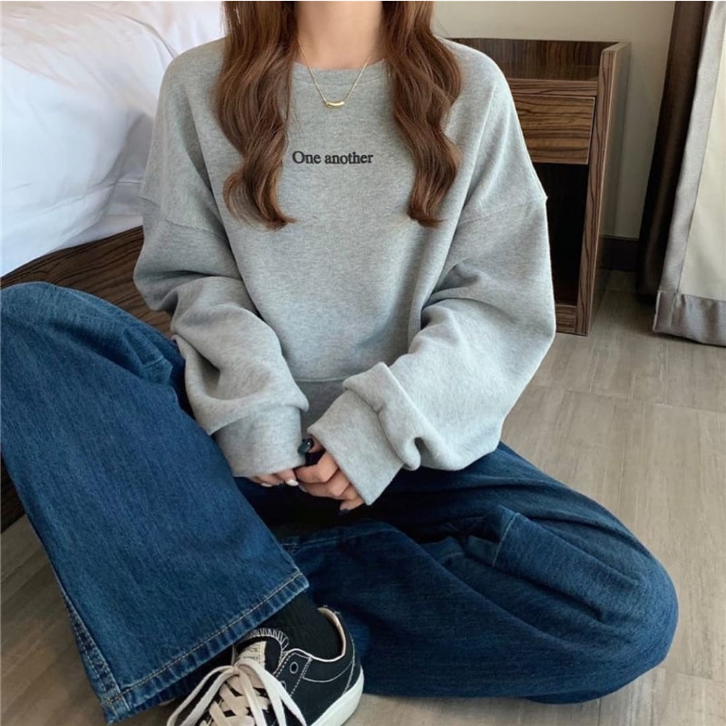 One Another Croope Sweater street Oblong - Sweater crope wanita Korean style