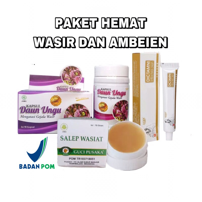 PAKET HEMAT OBAT WASIR DAUN UNGU DAN SALEP DICTAMNI | AMBEIEN | Kapsul Herbal Daun Ungu ORIGINAL - Obat Ambeien / Wasir / Ambeyen  Benjolan Asli Ash Shihhah