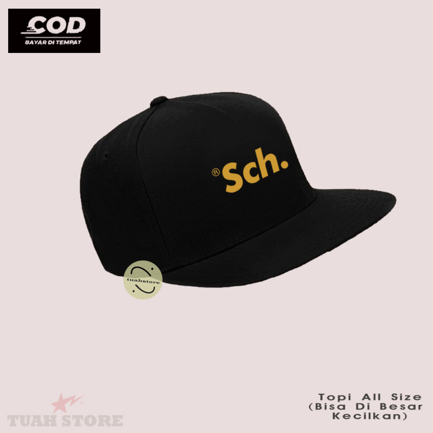 Topi Pria / Aksesoris Fashion / Topi Snapback Distro Logo SCH GOLD