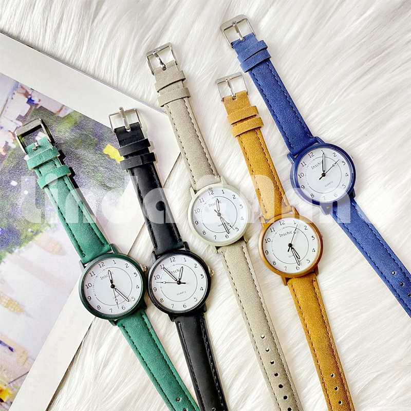 Jam Tangan Strap PU Analog Untuk Wanita Gaya Retro Fashion Import