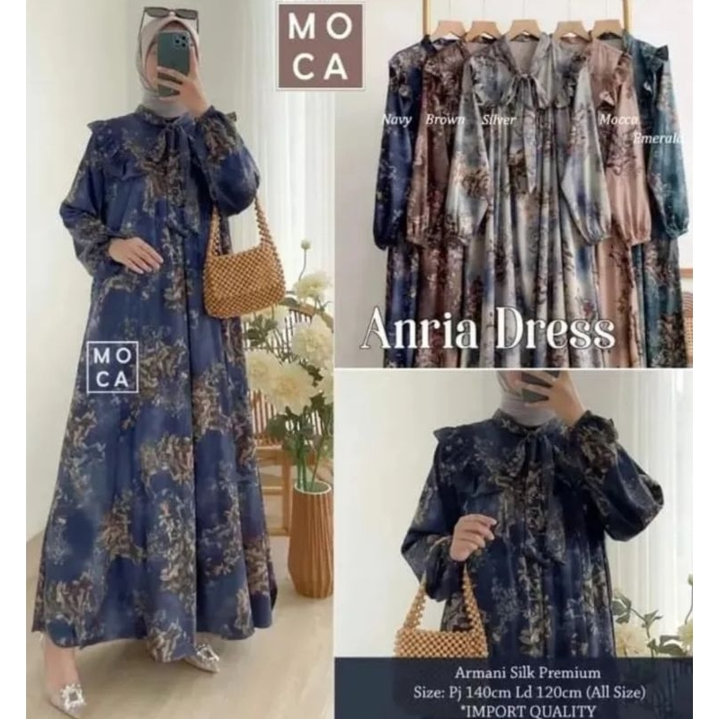 ANRIA DRESS GAMIS CASUAL BAHAN SILK PREMIUM IMPORT