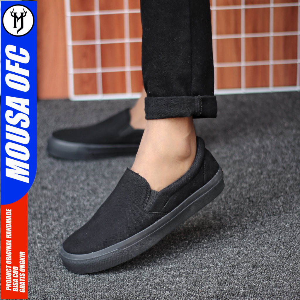 Mousa Martis Slip On Og Black White Sepatu Pria Original Sneakers