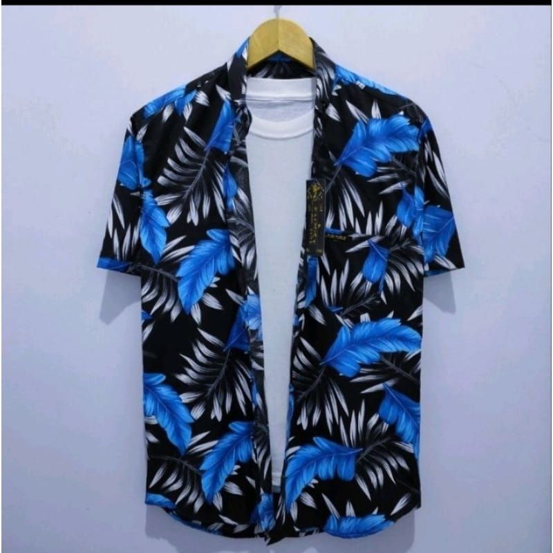 KEMEJA MOTIF DAUN PRIA DAN WANITA/HEM SURFING MOTIF DAUN, KEMEJA PANTAI PRIA