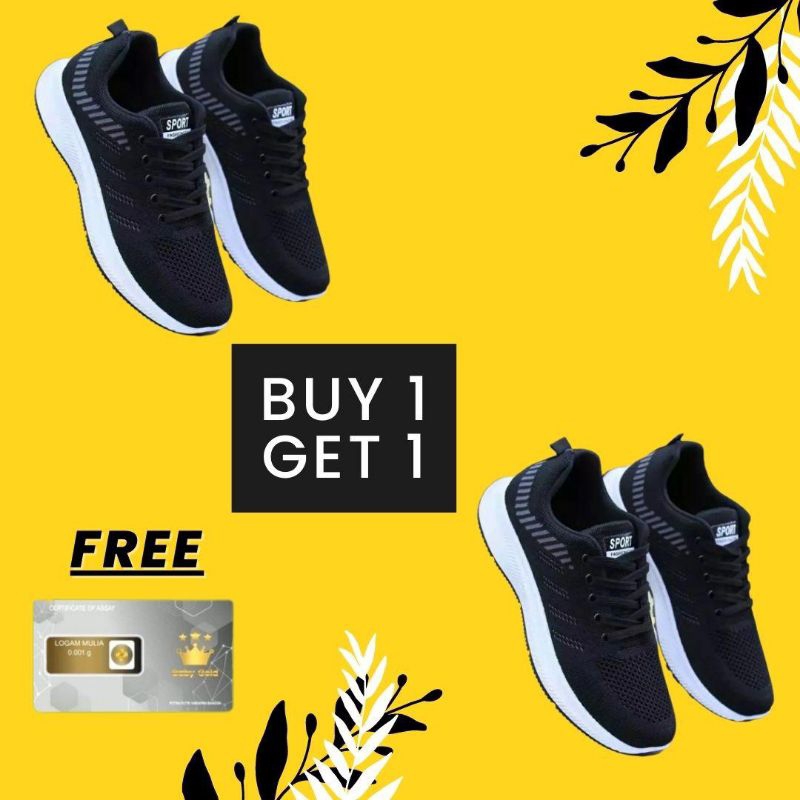 Sepatu sport pria-sepatu sekolah-sepatu jalan santai 38 hitam