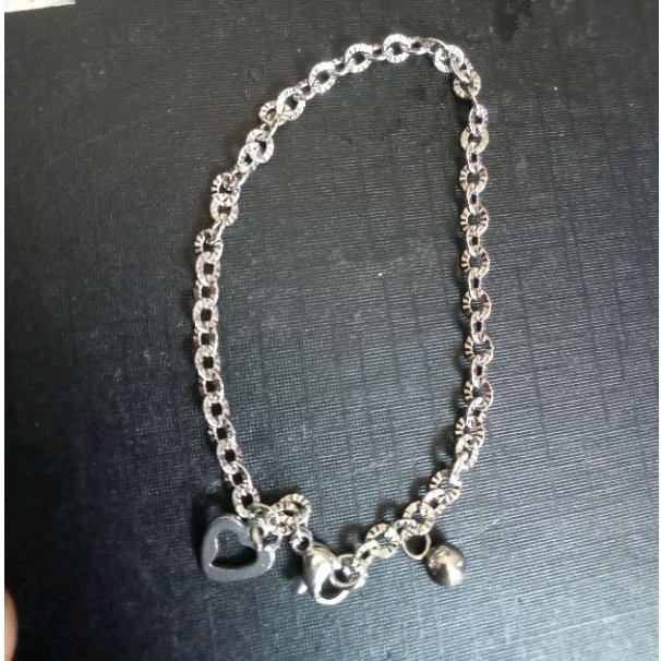 gelang tangan nori ukir silver titanium asli