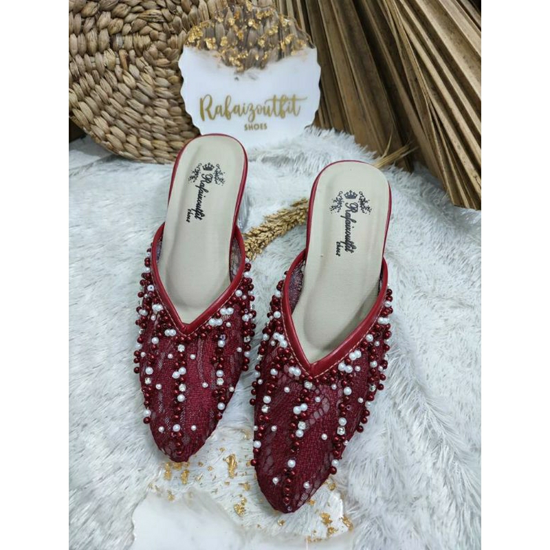 Sepatu wedding pesta Cantik yesika Maroon Hak kaca 5cm