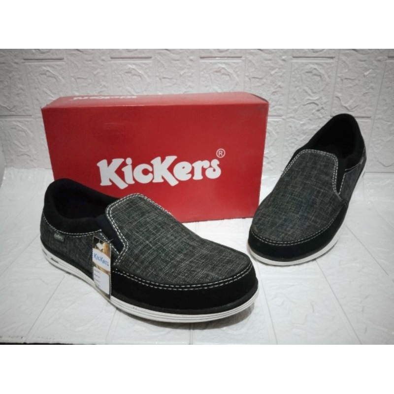 Sepatu Casual Pria Sepatu Slip On Bahan Levis Kickers Santai Kerja Kantor Size 39-43