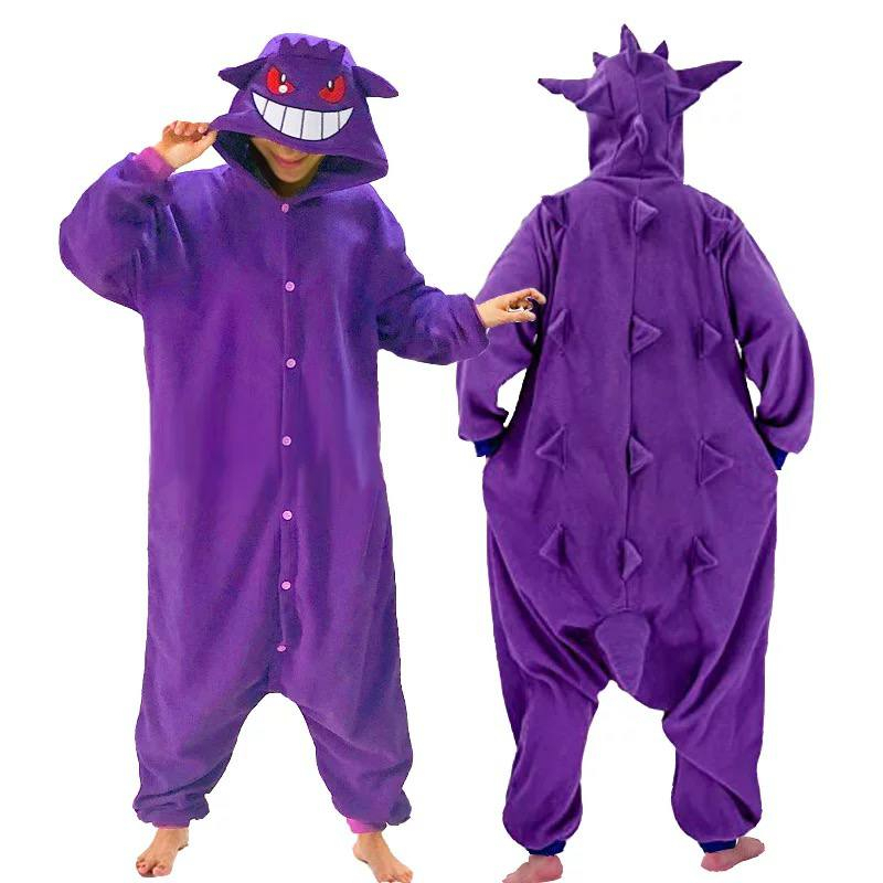 BAJU ONESIE KOSTUM POKEMON GENGAR UNGU DURI PIYAMA COSPLAY KIGURUMI