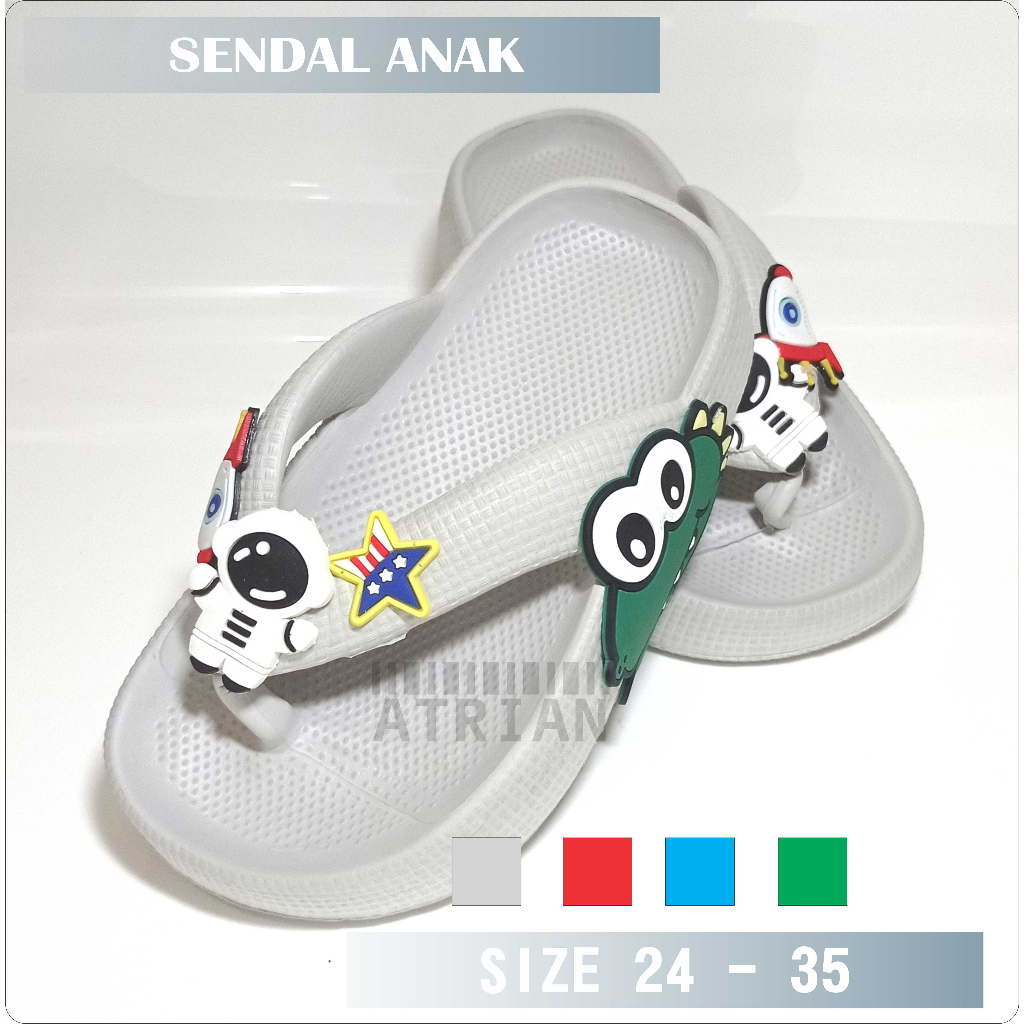 Sandal JEPIT Anak Laki-laki Model Jepit Karakter astronot Dino  Umur 2 - 9 Tahun