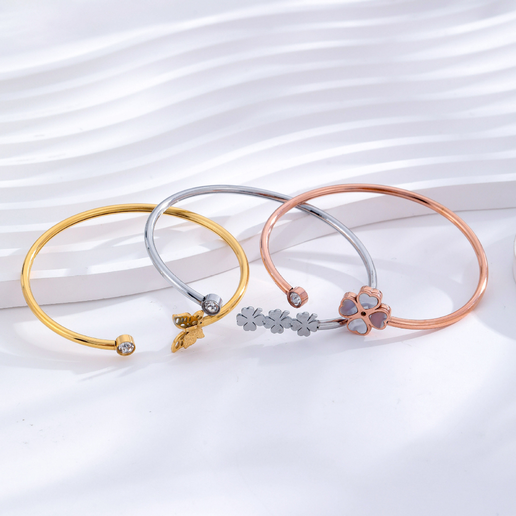 Gelang bangle isi 3 pcs titanium import anti karat harga grosir bisa cod