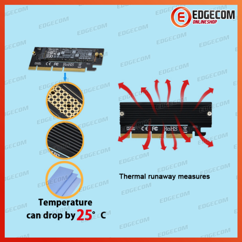 PCIE PCI EXPRESS X16 NVME M.2 SSD Expansion Card + Heat Sink