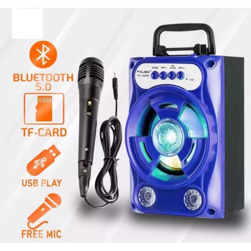 SPEAKER BLUETOOTH KARAOKEAN BASS FOJAX FJ-16 BAHAN KAYU SUARA MANTAP BONUS MICROPHONE