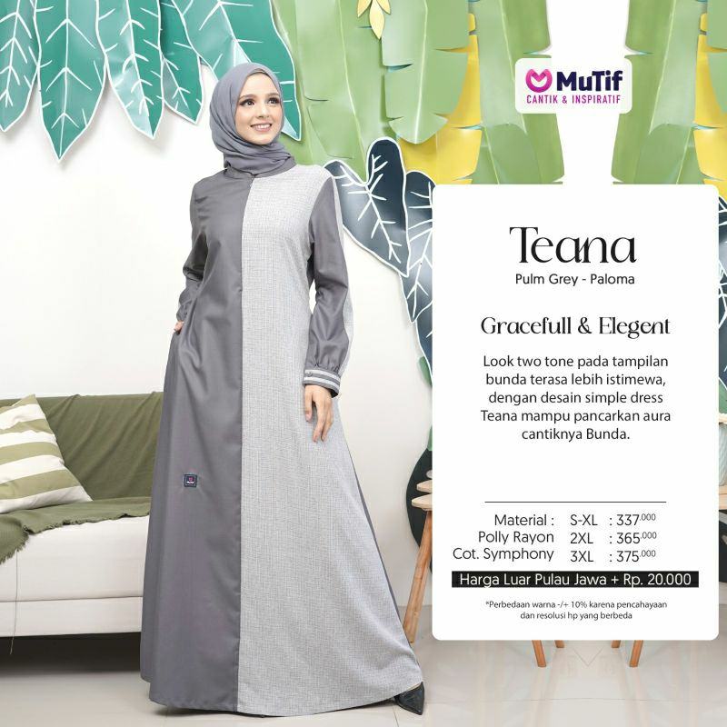 Mutif Teana Plum Grey Paloma Baju Muslim Gamis Sarimbit Keluarga Family Series Terbaru Ori Lebaran 2023