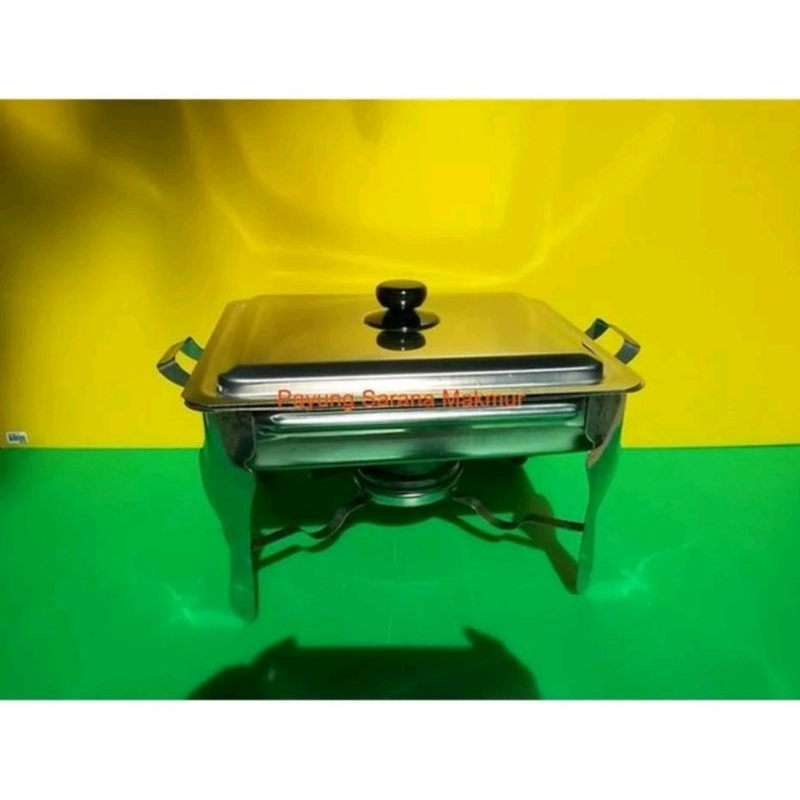 Tempat Kotak Wadah Segi Prasmanan Stainless Stenlis Pan With Stove Dai Chi Daiichi Daichi Daici Teba