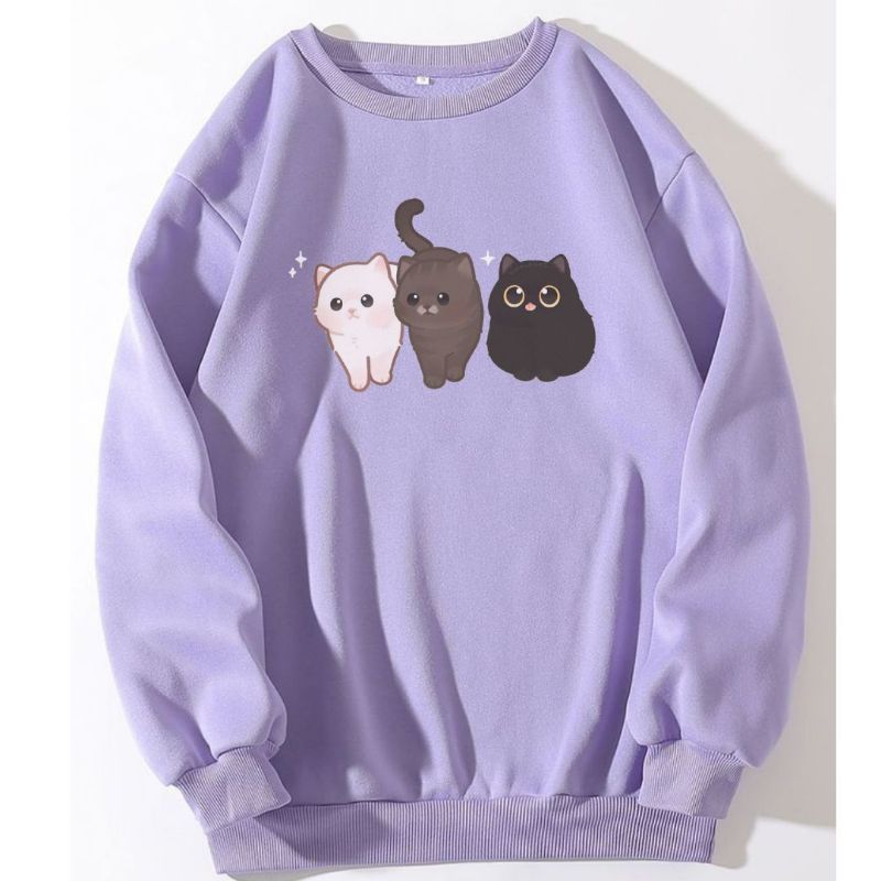 cat crewneck cat sweteer cat sweater sweatshirt sweater kucing