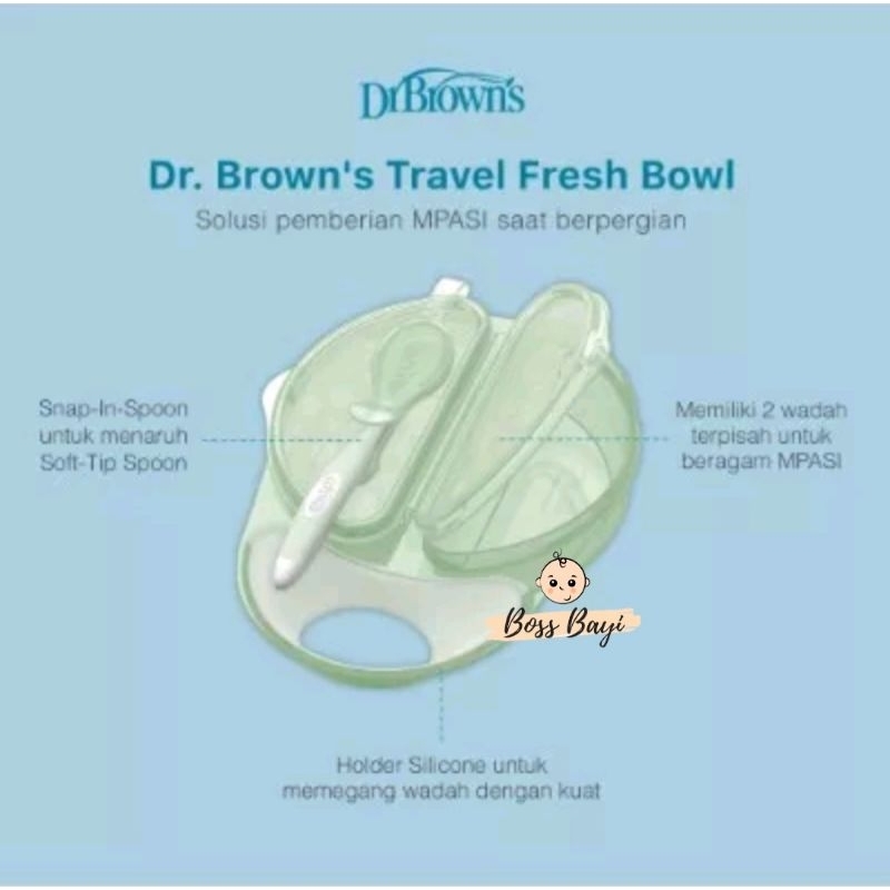 DR BROWN'S - Travel Fresh Bowl and Snap In Spoon / Tempat Makan Bayi + Sendok