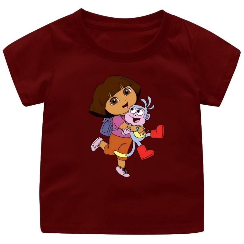 Baju kaos Anak Usia 1-12Tahun Gambar Dora