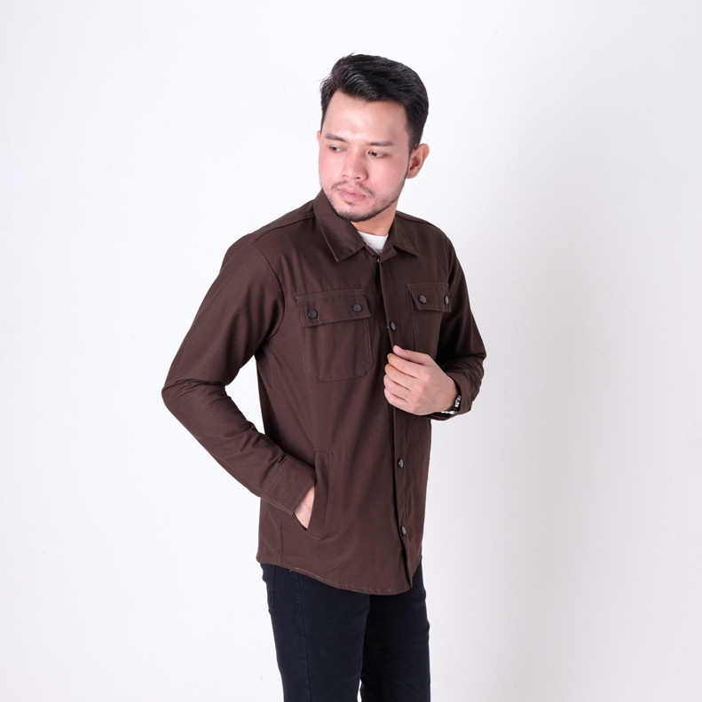 Justrue Jaket Semi Parka Pria Cokelat